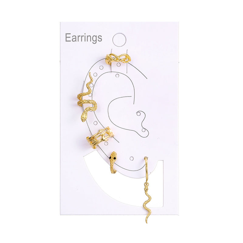 Punk Gold Plated Animal Snake Clip Earrings Ear Clip without Piercing for Women Fake Piercing Ear Cuffs Trendy Jewelry