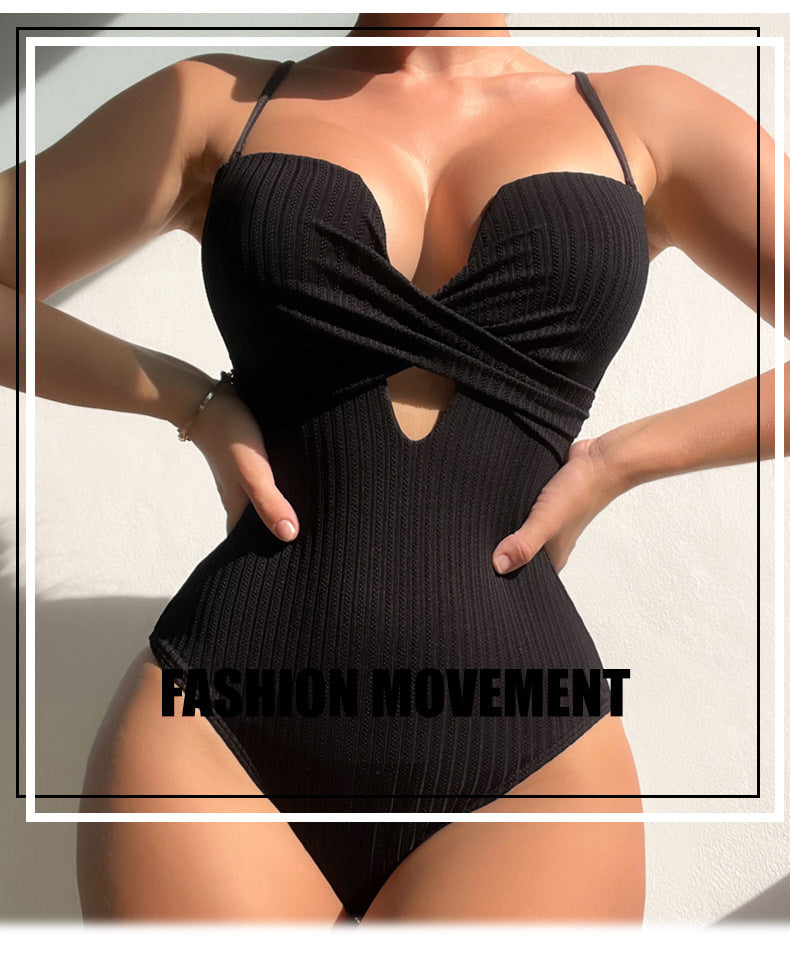 One-Piece Fashion Pure Color Slimming Swimsuit