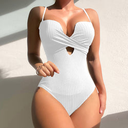 One-Piece Fashion Pure Color Slimming Swimsuit
