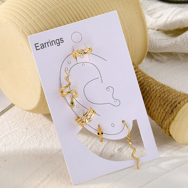 Punk Gold Plated Animal Snake Clip Earrings Ear Clip without Piercing for Women Fake Piercing Ear Cuffs Trendy Jewelry