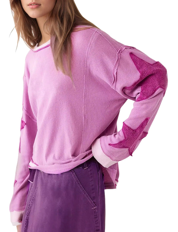 WINSASI Women Cotton Oversized Sweatshirt Lightweight Long Sleeve Crewneck Pink Hoodies Free A Star Tee Shirts 2024 Fall Pullover Top Trendy Preppy People Doop Dupes Fashion Clothes